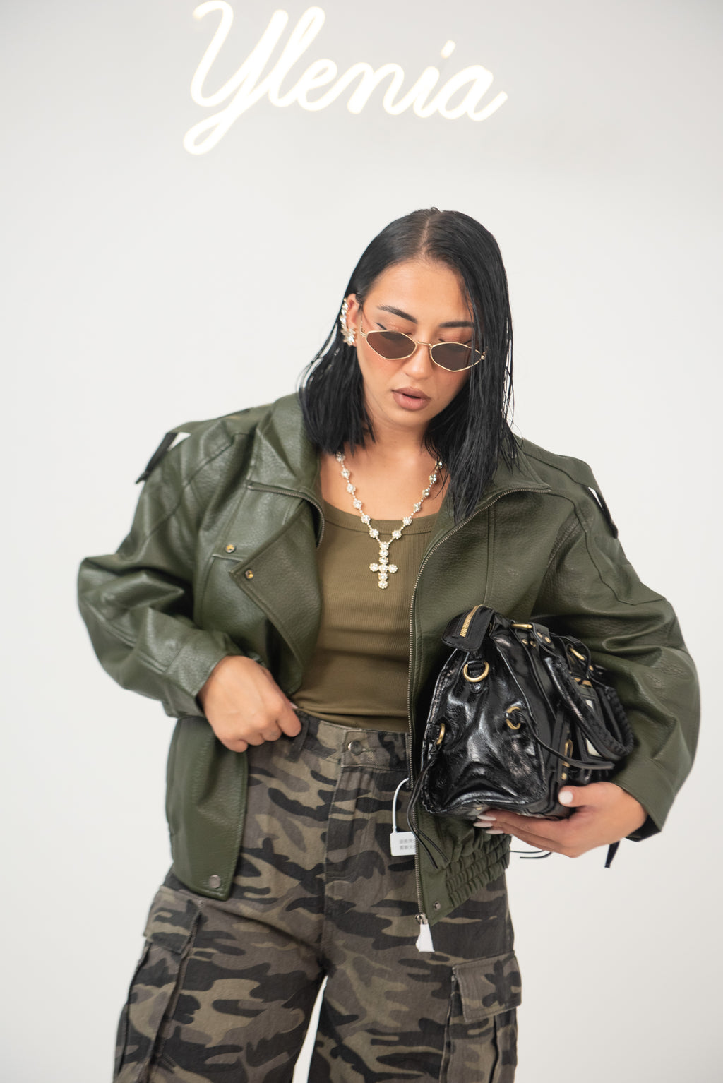 Bomber Ecopelle green