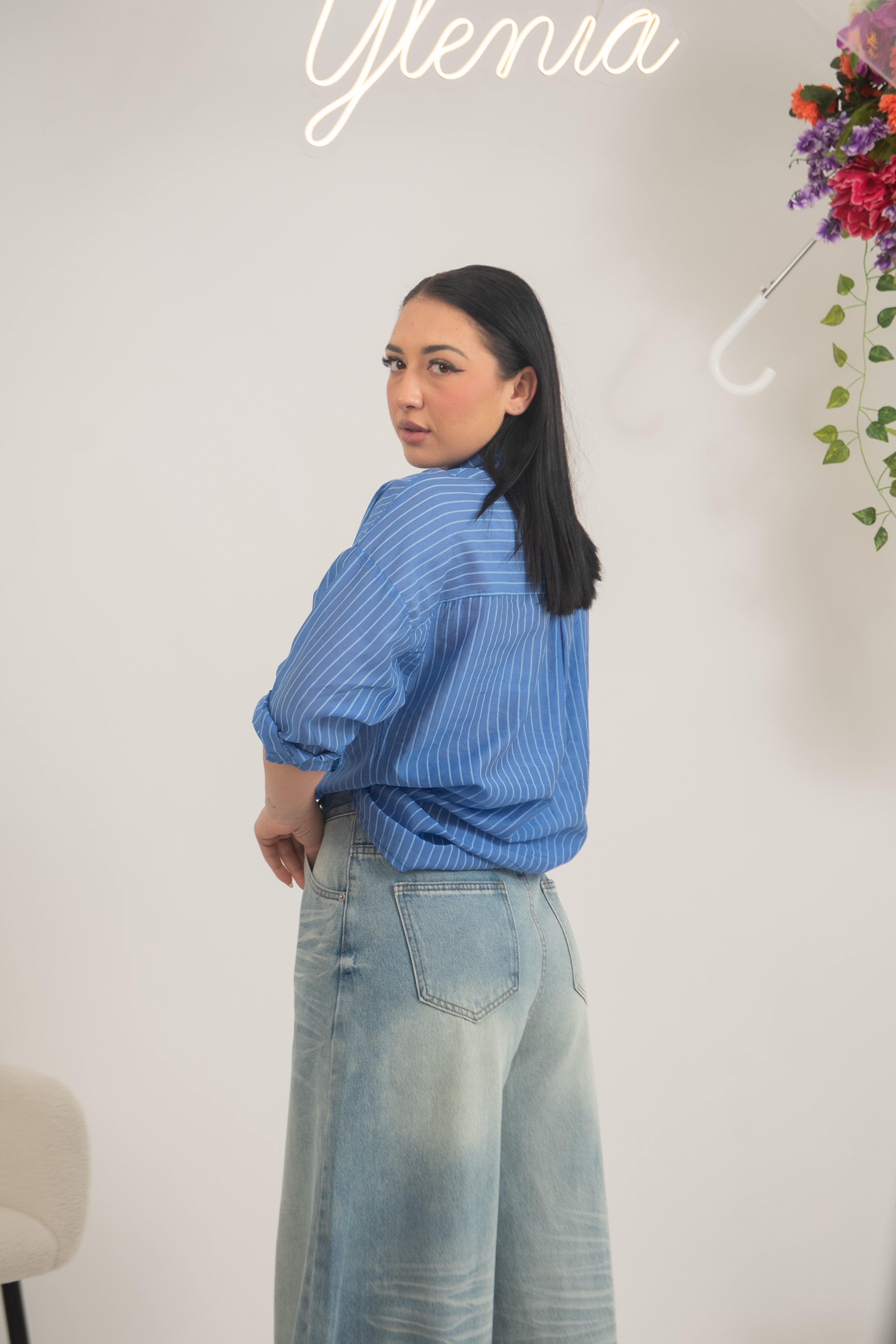Camicia velata gessata