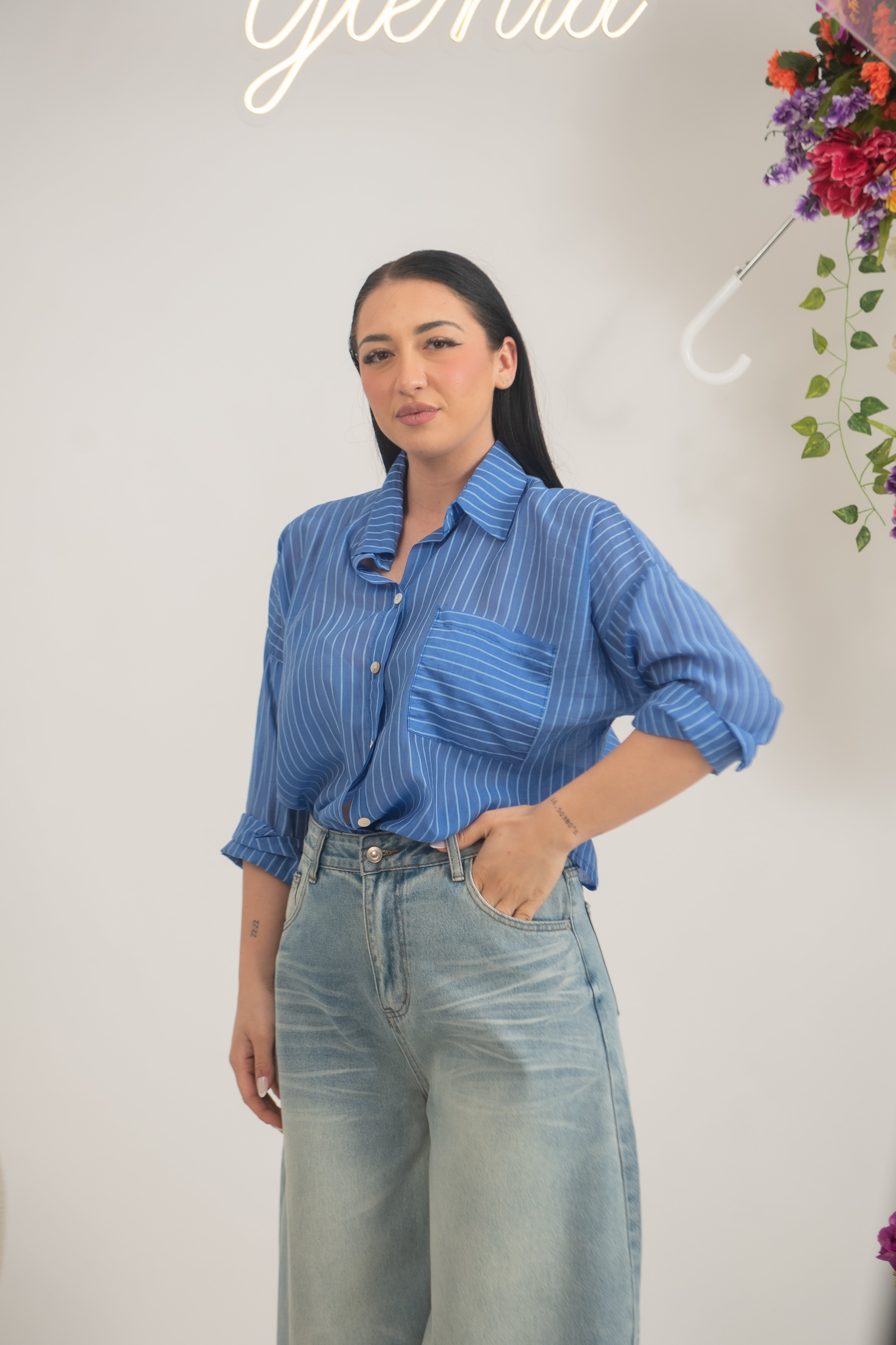 Camicia velata gessata